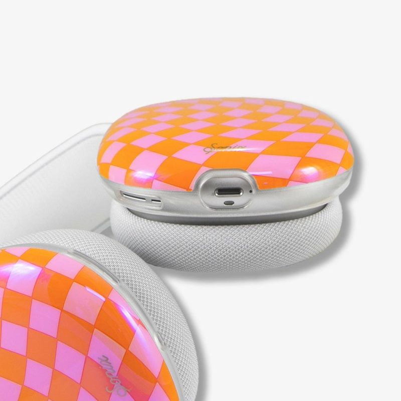 Cute Apple® Airpod Max Case – Pink Orange Checker – Shop Sonix Phone Cases