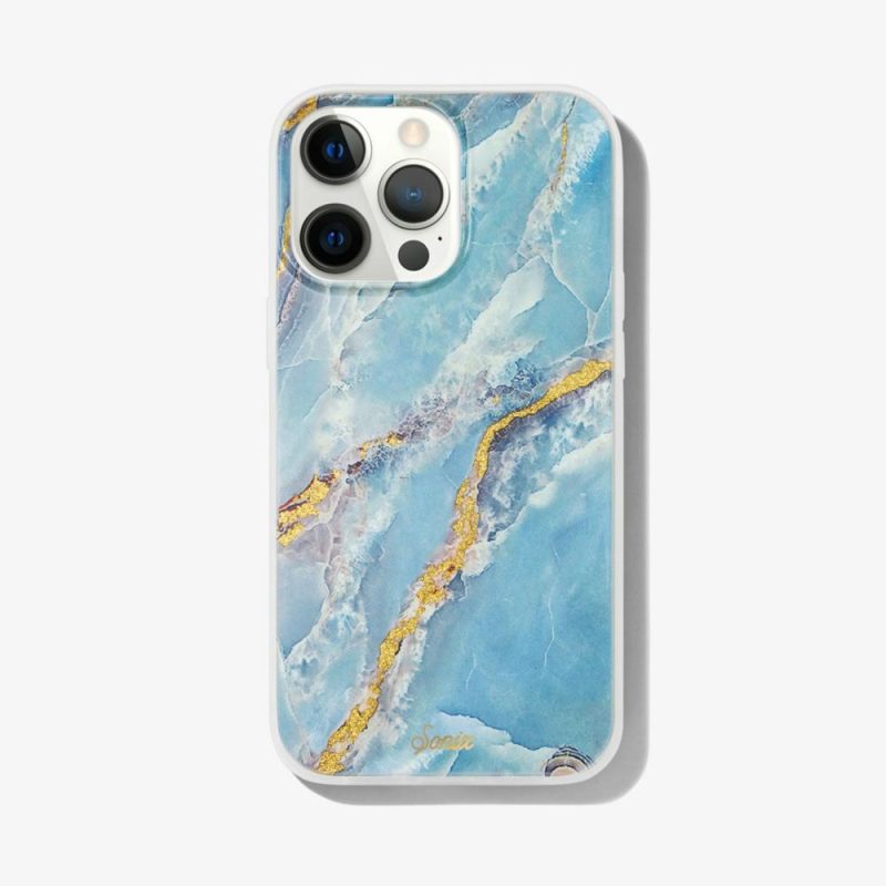 Ice Blue Marble MagSafe® Compatible iPhone Case Eco-Friendly Phone Cases