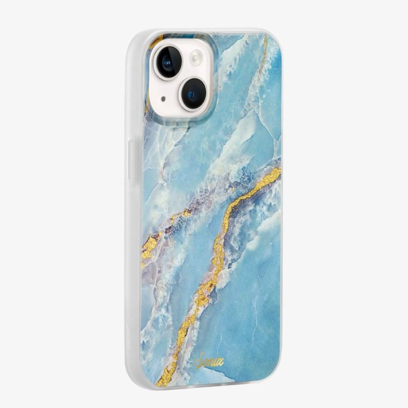 Ice Blue Marble MagSafe® Compatible iPhone Case Eco-Friendly Phone Cases