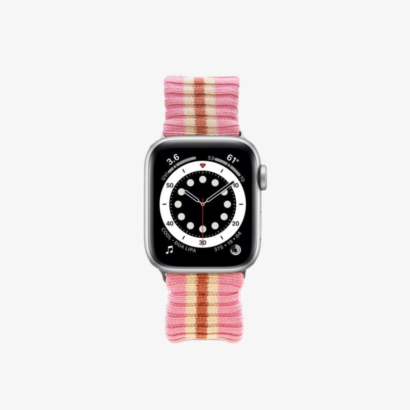 Knit Apple Watch Band – Pink + Orange Stripe Phone Cases