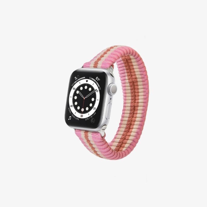 Knit Apple Watch Band – Pink + Orange Stripe Phone Cases