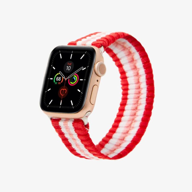 Knit Apple Watch Band – Varsity Red + Pink Stripe Apple Watch®