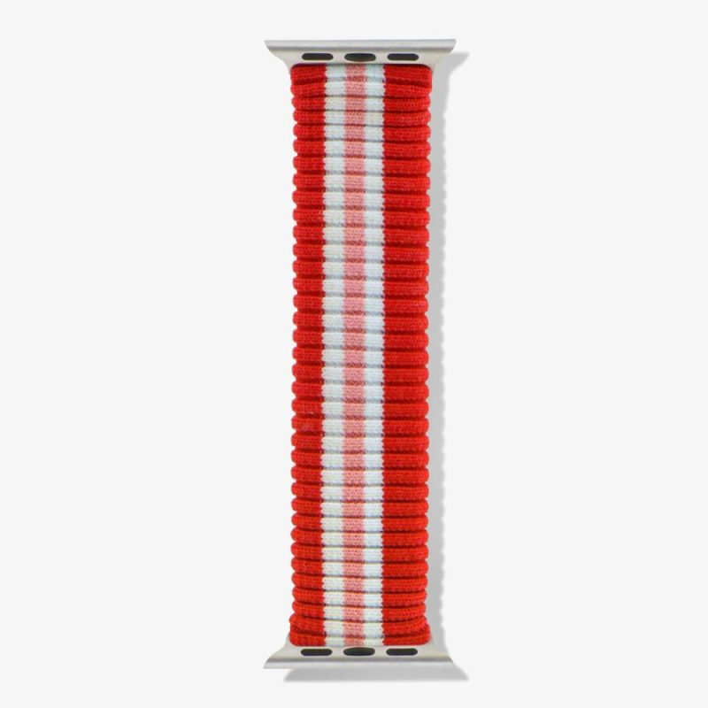 Knit Apple Watch Band – Varsity Red + Pink Stripe Apple Watch®