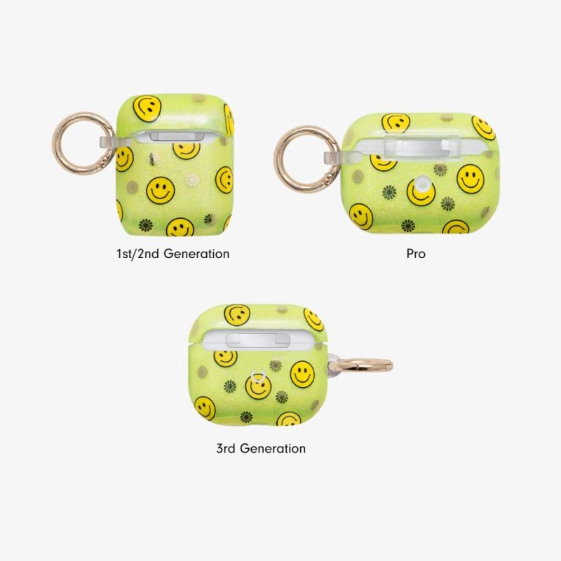 Neon Smiley Yellow AirPods Case Airpods Cases