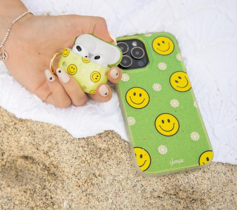 Neon Smiley Yellow iPhone Case Glitter Phone Cases