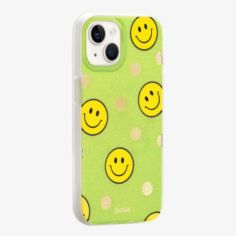 Neon Smiley Yellow Magsafe® Compatible iPhone Case Gold Foil Phone Cases