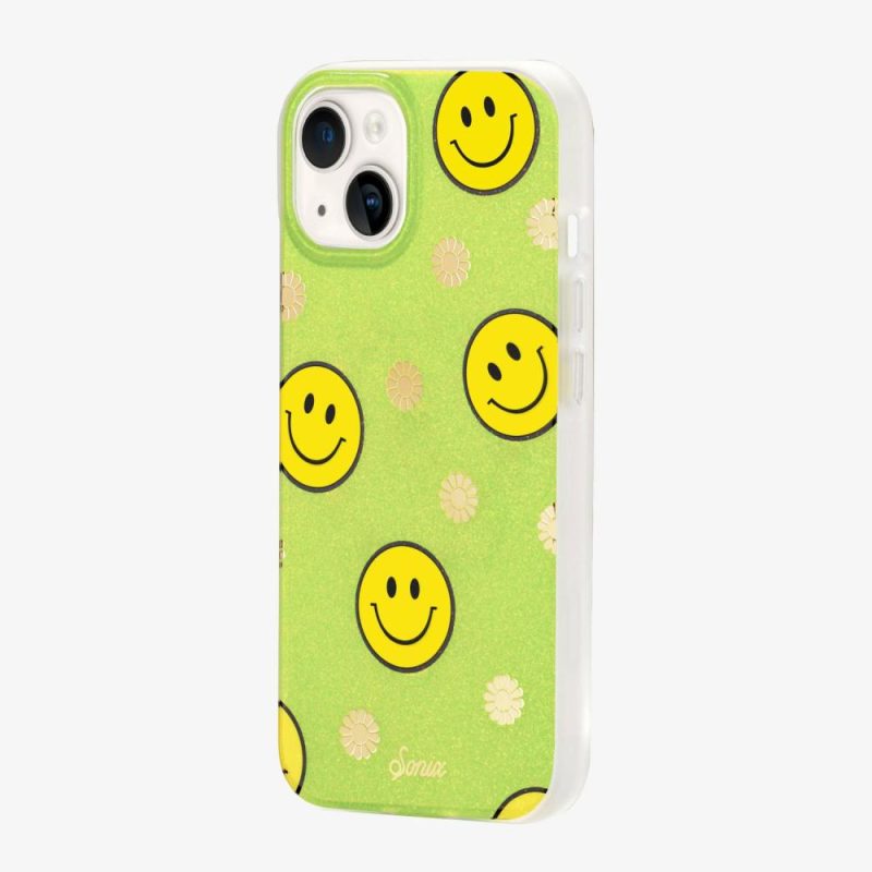 Neon Smiley Yellow Magsafe® Compatible iPhone Case Gold Foil Phone Cases